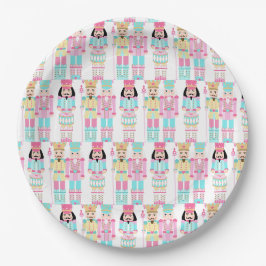 Plato De Papel Cascanueces Bailarines de Navidad Pegajoso Rosa