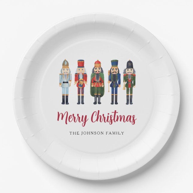 Plato De Papel Cascanueces Bonito Feliz Navidad (Anverso)