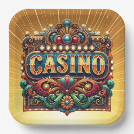 PLATO DE PAPEL CASINO . CARTAS. BINGO