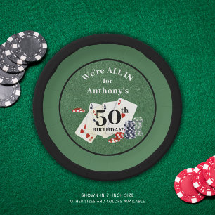 Plato De Papel Casino de póquer de cumpleaños personalizado