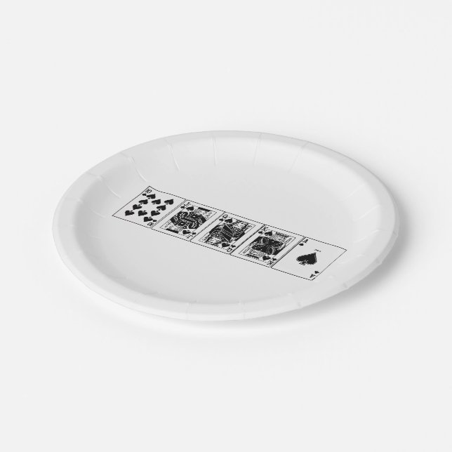 Plato De Papel Casino Night Poker Royal Straight Flush Spades (Angular)