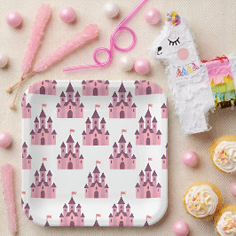 Plato De Papel Castillo Caprichoso de la Princesa Rosa
