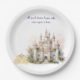 Plato De Papel Castillo y portaequipajes Twin Baby Shower