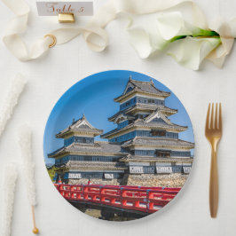 Plato De Papel Castillo y puente de Matsumoto