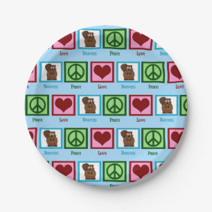 Plato De Papel Castores del amor de la paz