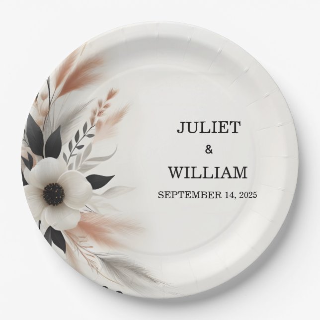 Plato De Papel Casual Heart Nothing Fancy Just Love Boda (Anverso)