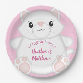 Plato De Papel Cat Baby Shower Kitty Pink