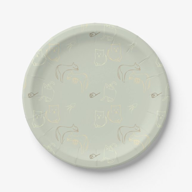 Plato De Papel Cat Pattern Party Plate (Anverso)