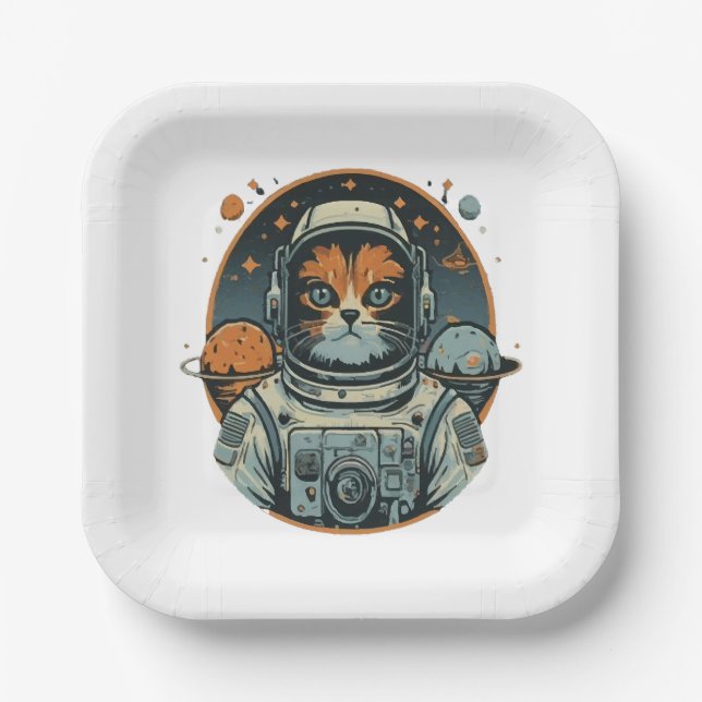 Plato De Papel Cata-astronauta en Asteroides (Anverso)