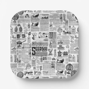 Plato De Papel catálogo victoriano negro blanco toile antiguo