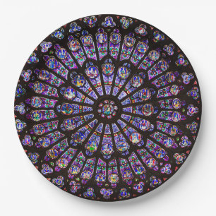 Plato De Papel Catedral de Notre Dame Ventana Rosa de París