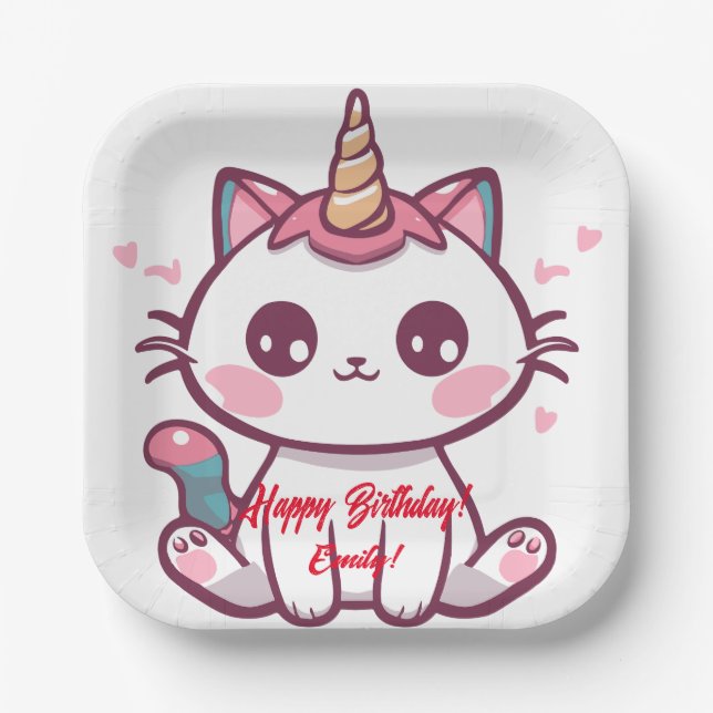 Plato De Papel Caticorn (Anverso)