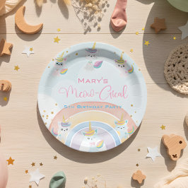 Plato De Papel Caticorn Meow-Gical Cumpleaños