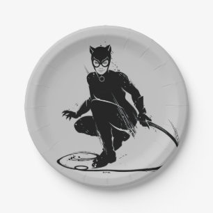 Plato De Papel Catwoman Pose de Pincel de Tinta