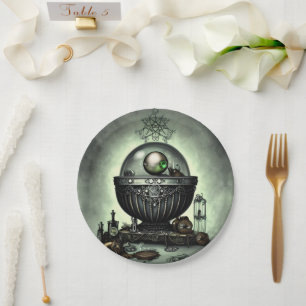 Plato De Papel Cauldron de Steampunk Ornate y elementos mágicos s