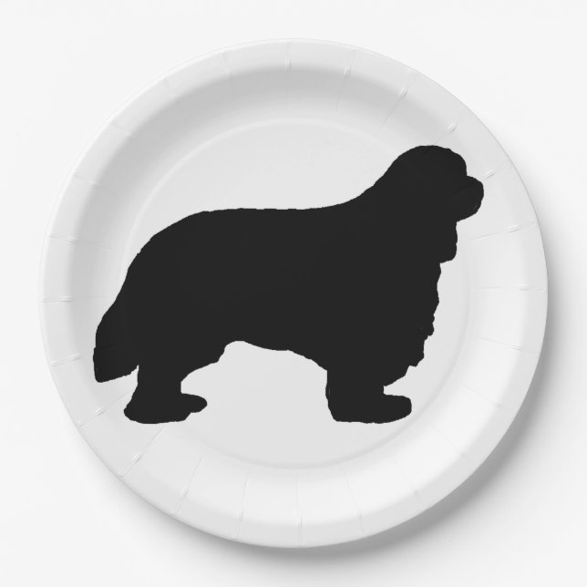 Plato De Papel Cavalier King Charles silo negro (Anverso)