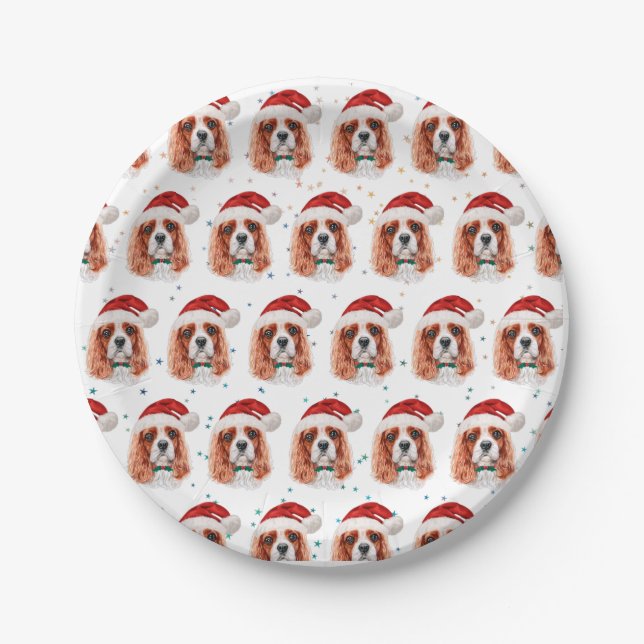 Plato De Papel Cavalier King Charles Spaniel Dog Breed Christmas (Anverso)