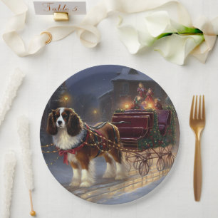 Plato De Papel Cavalier King Charles Spaniel Navidad Festiva