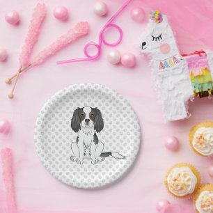Plato De Papel Cavalier King Charles Spaniel Tricolor Perro y Pat