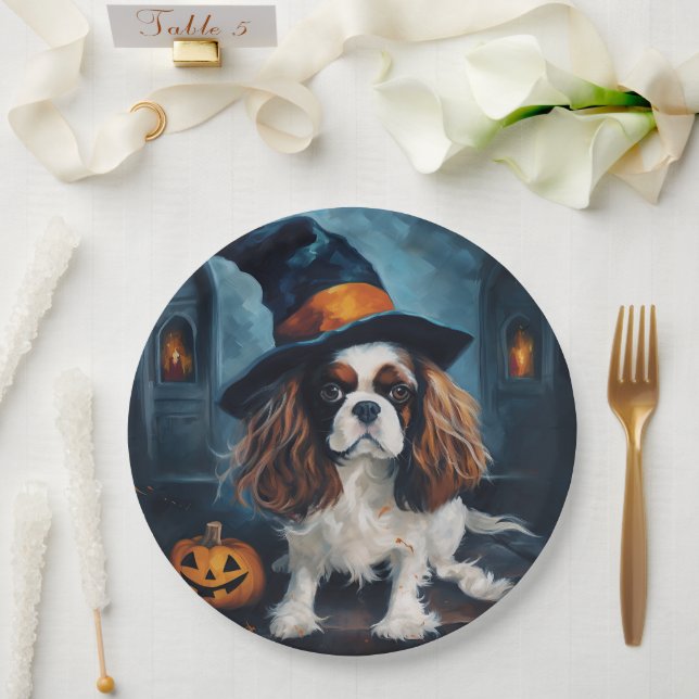 Plato De Papel Cavalier King Pumpkins Halloween Scary (Boda)