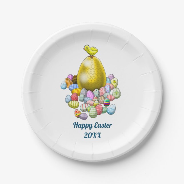 Plato De Papel Caza de huevos de Pascua (Anverso)