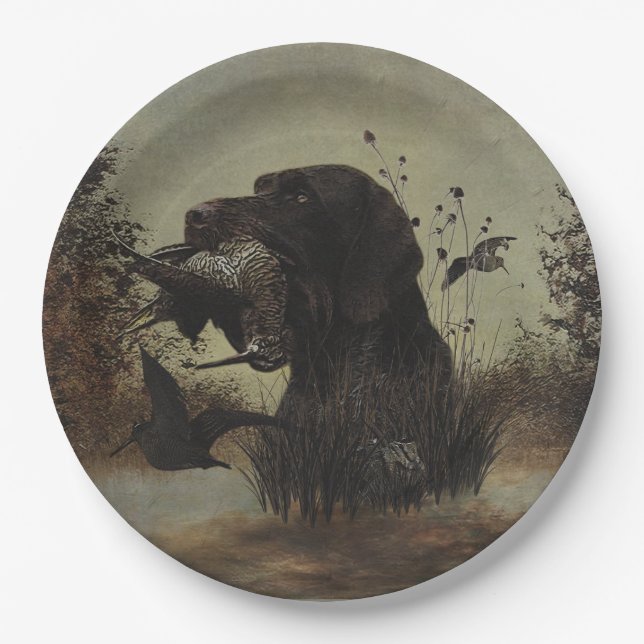 Plato De Papel Caza de Woodcock con puntero de hilo alámbrico ale (Anverso)