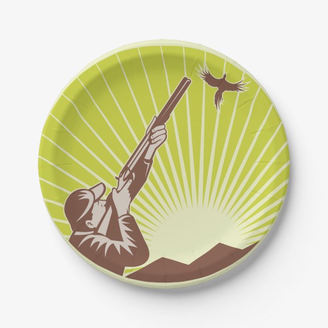 Plato De Papel Cazador disparando a una gansa (Anverso)