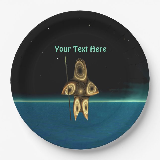 Plato De Papel Cazador inuit fractal (Anverso)