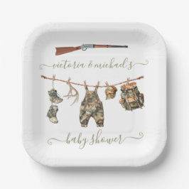 Plato De Papel Cazando Camo Boy Baby Shower