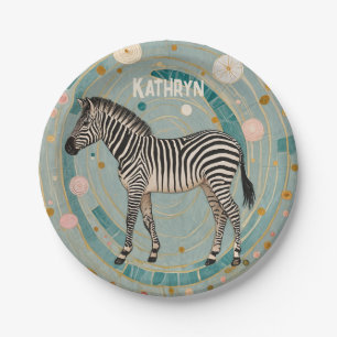 Plato De Papel Cebra caprichosa personalizada