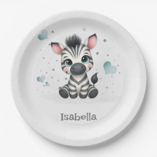 Plato De Papel Cebra de dibujos animados simple linda pequeña