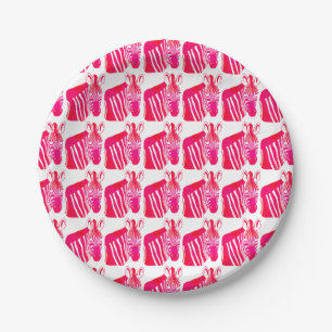 Plato De Papel Cebras Magenta