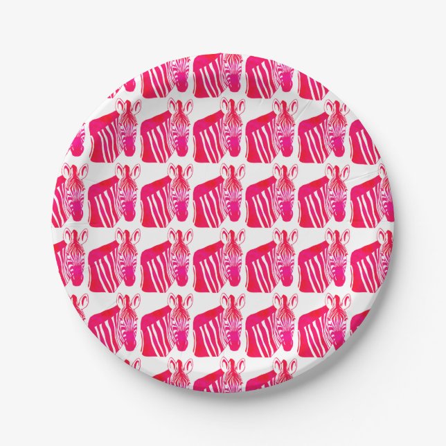 Plato De Papel Cebras Magenta (Anverso)