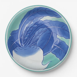 Plato De Papel Celadón Azul Blanco Chinoiserie Nabo Falso China