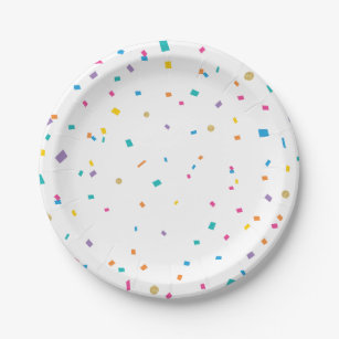 Plato De Papel Celebración colorida del cumpleaños del confeti