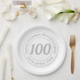 Plato De Papel Celebración conmemorativa del 100 cumpleaños