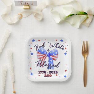 Plato De Papel Celebración Cristiana Patriótica América 250