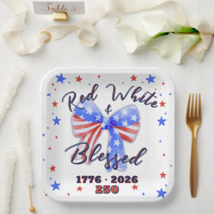 Plato De Papel Celebración Cristiana Patriótica América 250