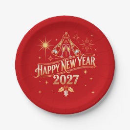 Plato De Papel Celebración de Año Nuevo 2027