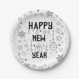 Plato De Papel celebración de Año Nuevo feliz