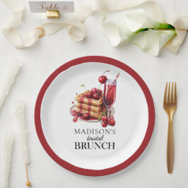 Plato De Papel Celebración de cerezo Personalizado de Brunch de n