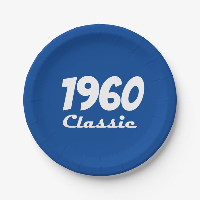 Plato De Papel Celebración de cumpleaños clásico 60 de 1960 (Anverso)