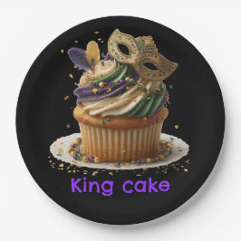 Plato De Papel Celebración de Cupcake enmascarado de Mardi Gras