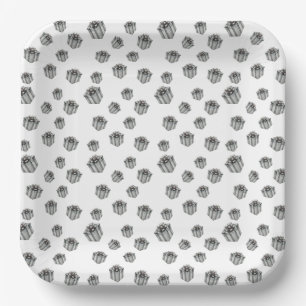 Plato De Papel Celebración de Fiesta Premium con Plata Metálica