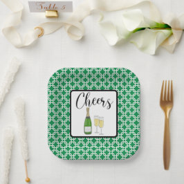Plato De Papel Celebración de gafas de champán con guiones de ale