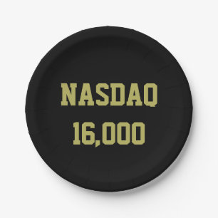 Plato De Papel Celebración de la Bolsa de Valores NASDAQ 16000