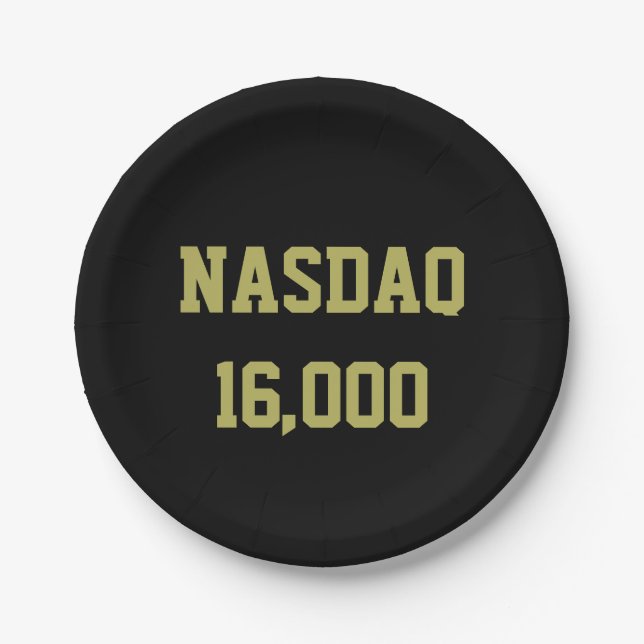 Plato De Papel Celebración de la Bolsa de Valores NASDAQ 16000 (Anverso)