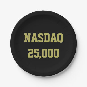 Plato De Papel Celebración de la bolsa de valores NASDAQ 25000