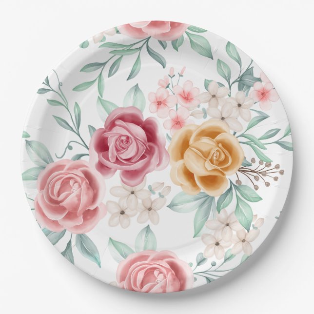 Plato De Papel Celebración de la Flor de Bebé  (Anverso)