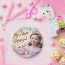 Plato De Papel Celebración de la Princesa Feliz Cumpleaños